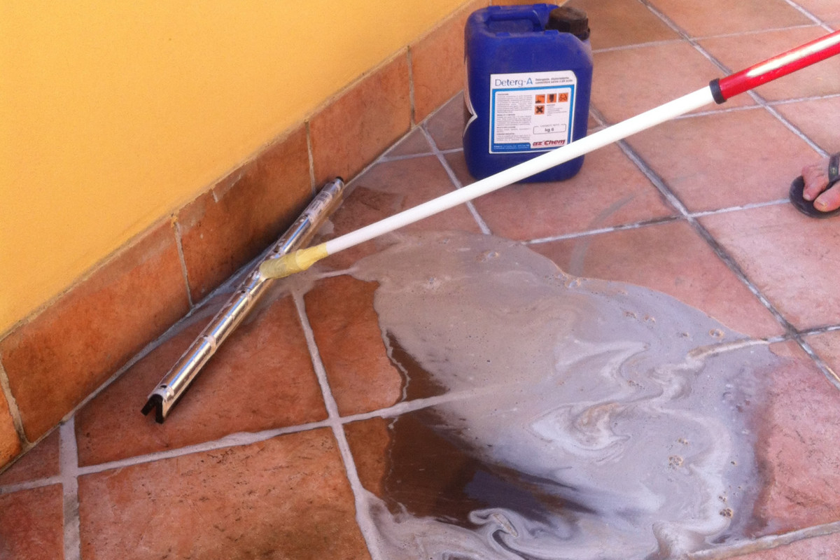 Acid washing of balcony with DETERG-A