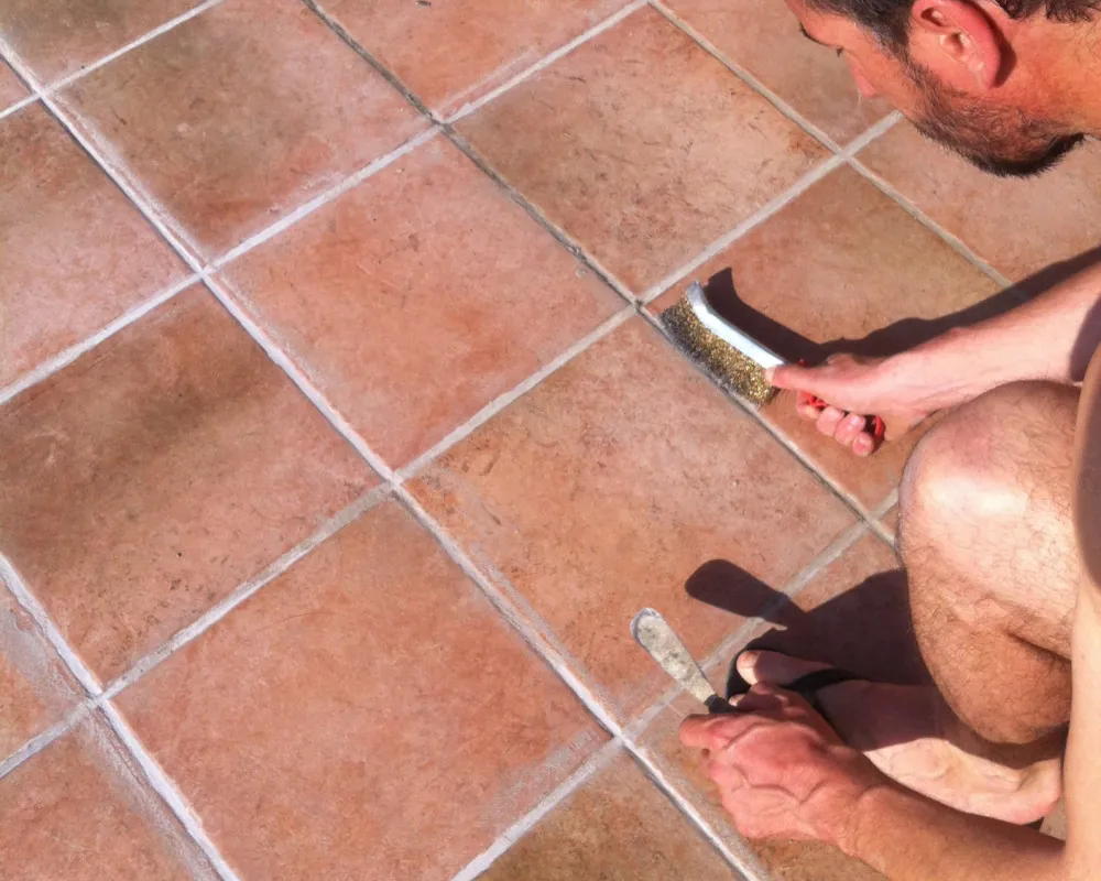 Detalhe da limpeza das cimentações antigas